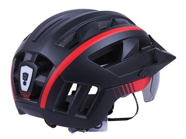 Шолом велосипедний GTS-H-050 з червоним габаритним ліхтарем, козирком, окулярами (чорний із червоним, size L) Мукачево - фото 2