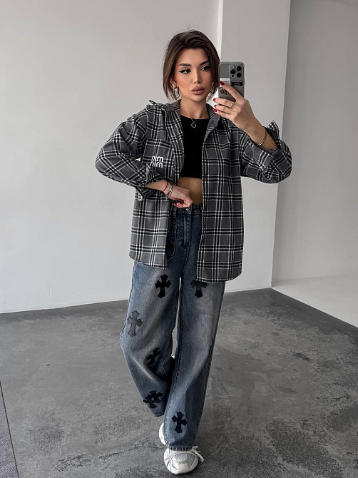 Женская рубашка в клетку (с накатом) 48-50, клетка 32 Одесса - изображение 2