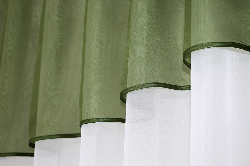 Кухонная занавеска VR-Textil № 047к белый с оливковым 270х170 см (52-0074) Киев - изображение 3