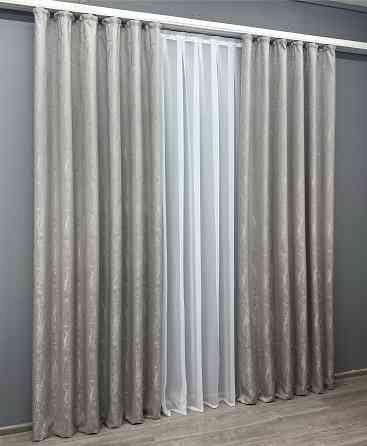 Комплект штор VR-Textil Жакард Viva Marmo № 1781ш Світло-сірий 150х270 см 2 шт (33-0758) Київ