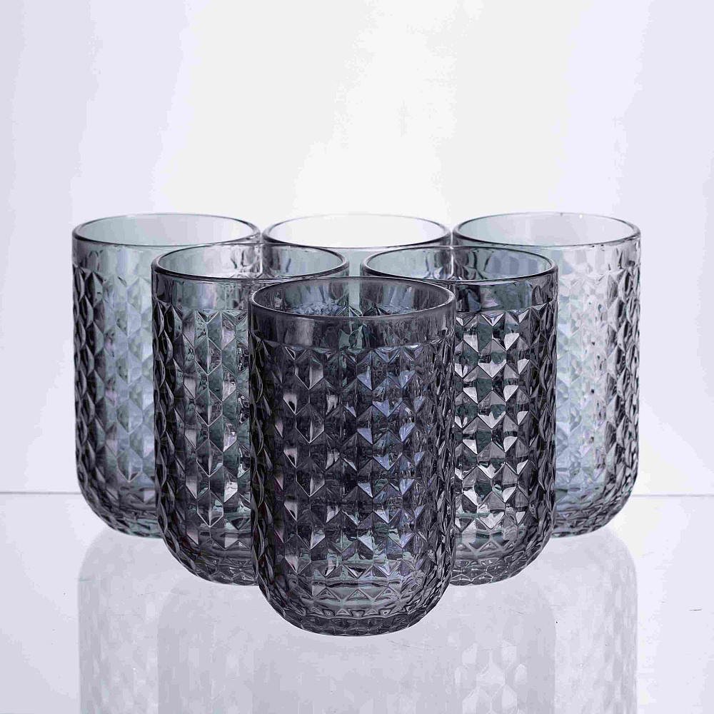 Набір склянок Geometric 6 штук по 400 мл HP-19-263 прозора склянка для напоїв Коломыя - изображение 1