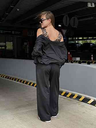 Женский костюм-двойка с широкими штанами 54/56 Черный Харьков