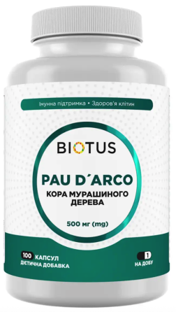 По д'арко (кора мурашиного дерева) Biotus Pau D'Arco 500 мг 100 капс Київ