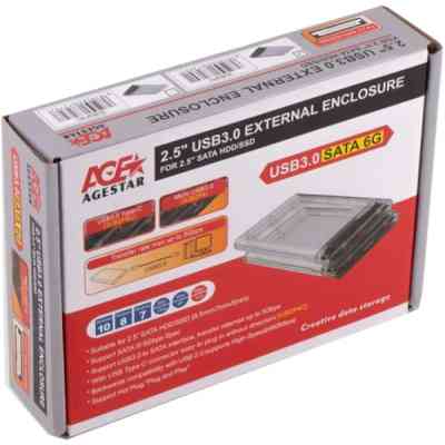 Кишеня зовнішня AgeStar 2.5", USB3.0, прозрачный (3UB2P4) Вінниця