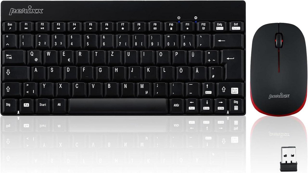 Набор клавиатура и мышь Perixx Periduo-712/804 черный беспроводной 2.4GHz QWERTZ nano‑ресивер 1000 DPI мини Киев - изображение 1