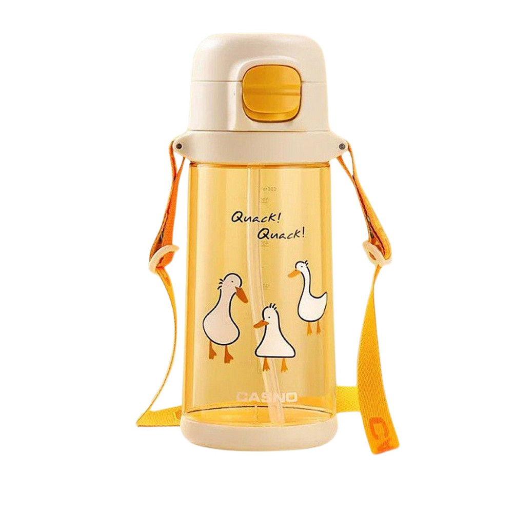 Пляшка для води CASNO 690 мл KXN-1219 Помаранчева (Гуси) з соломинкою Кам'янське - фото 1