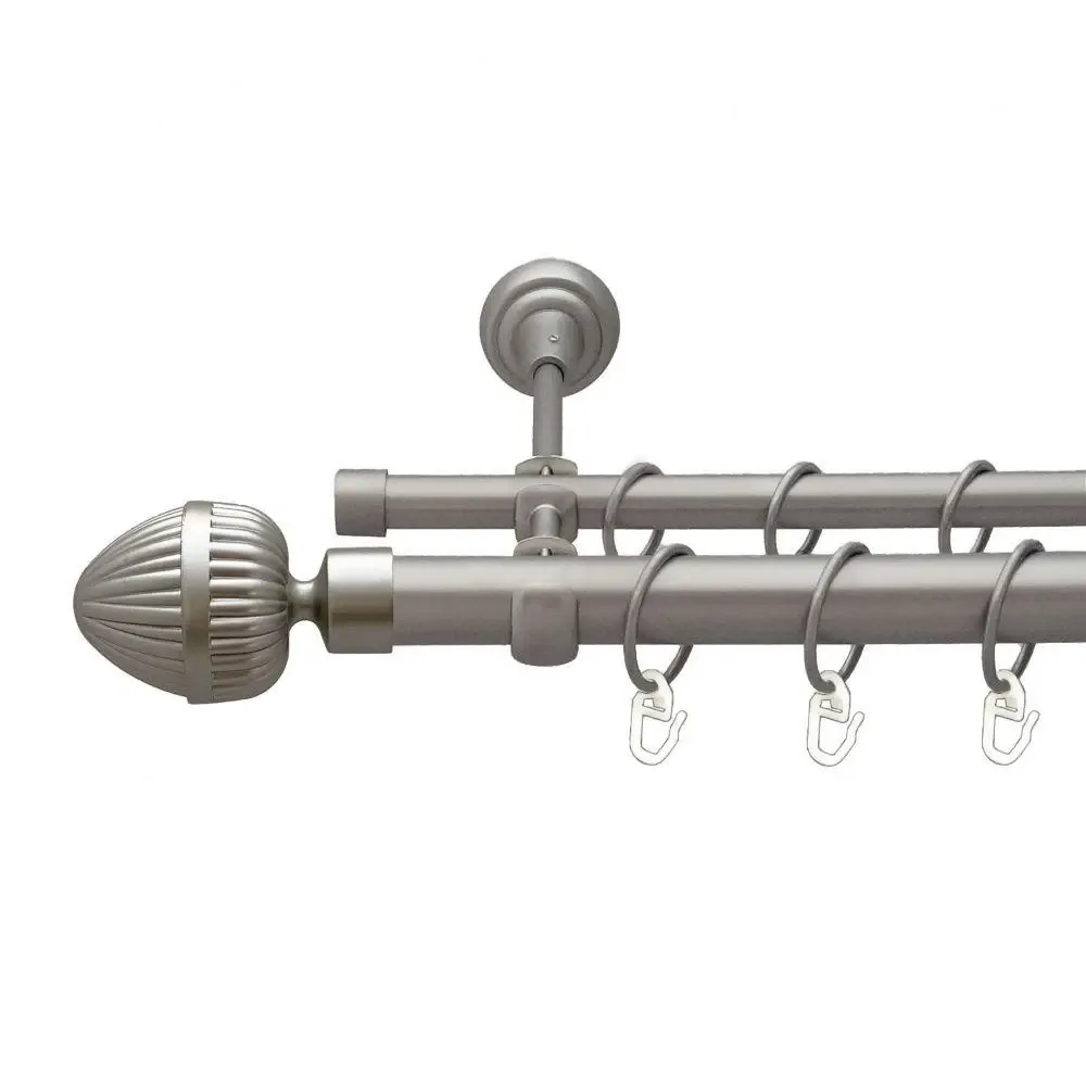 Карниз Orvit Одеон металевий дворядний відкритий гладка труба кільце металеве Сатин 25\16 мм 300 см (00-00011030) Львів - фото 1