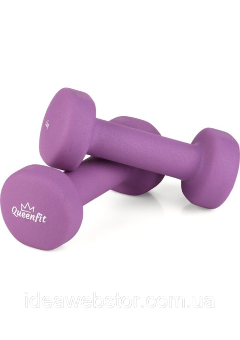 Гантели для фитнеса неопреновые Queenfit 2х1кг фиолетовый Киев - изображение 1