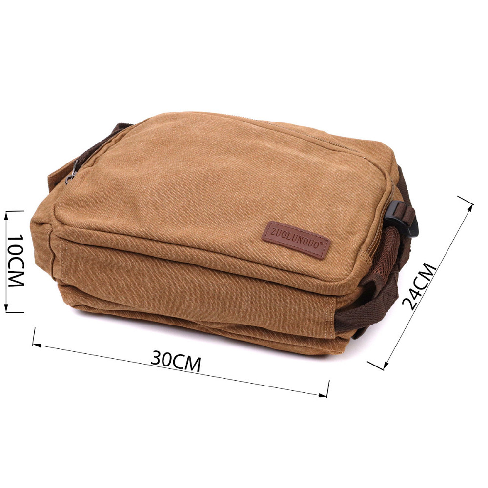 Містка чоловіча сумка месенджер із щільного текстилю Коричневий (Vintage) Київ - фото 7