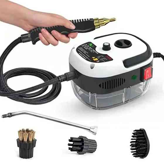 Портативный пароочиститель для дома, 2500Вт, 900мл + 4 насадки, Белый / Парогенератор для уборки / Паровой очиститель Киев