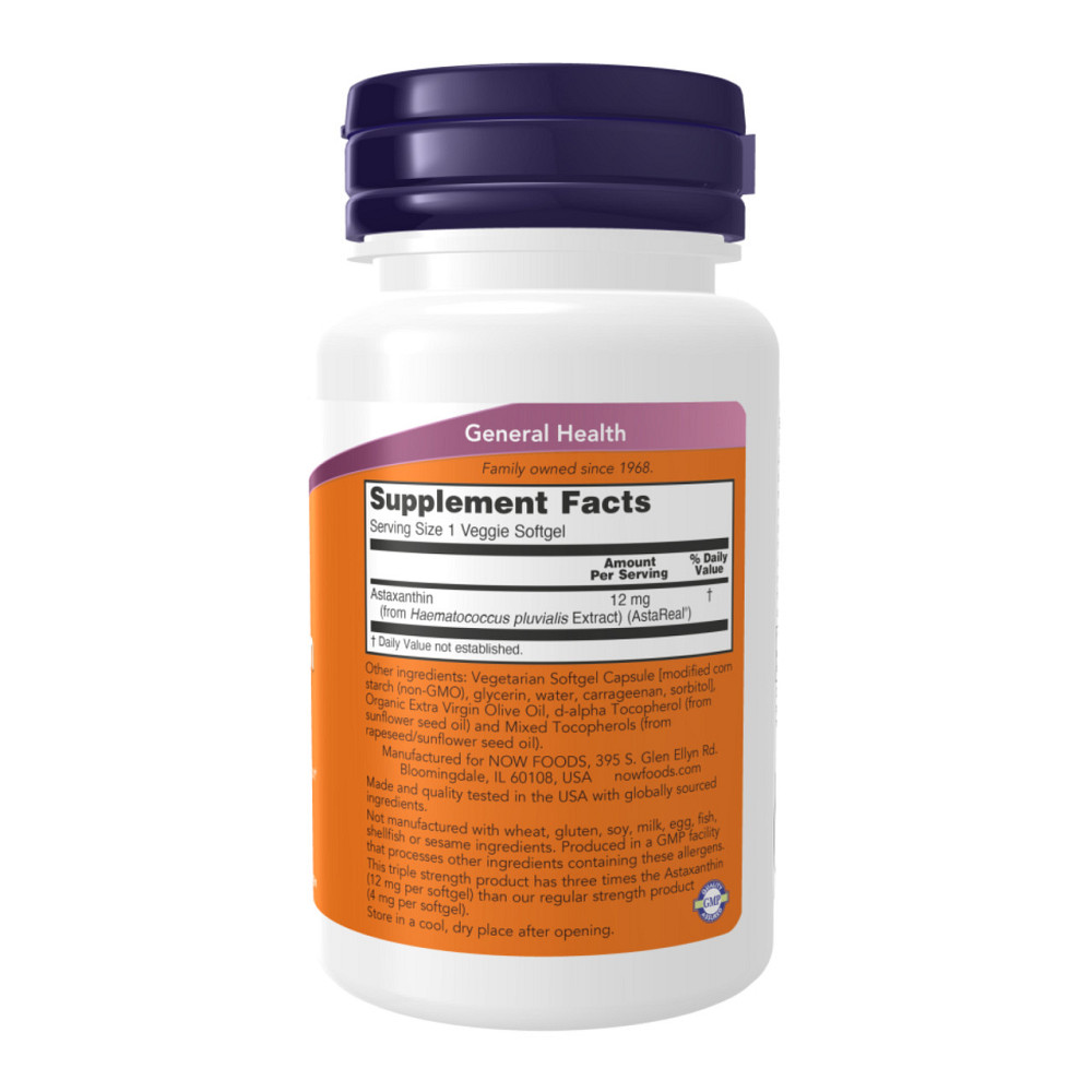 Астаксантин NOW Foods Astaxanthin 12 mg Triple Strength 60 гел капс Київ - фото 2