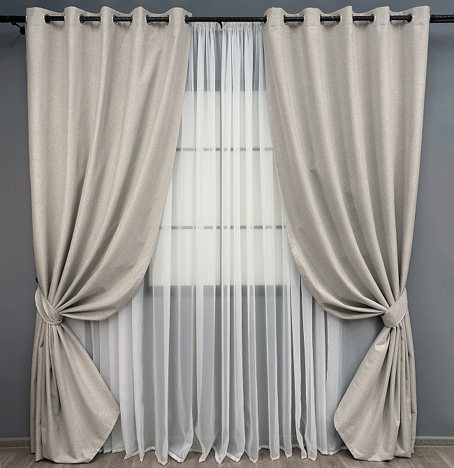 Комплект штор на люверсах VR-Textil Блэкаут двусторонний ASHEN NIGHT № 1842ш Пепельный 150х270 см 2 шт (37-0283) Киев - изображение 2