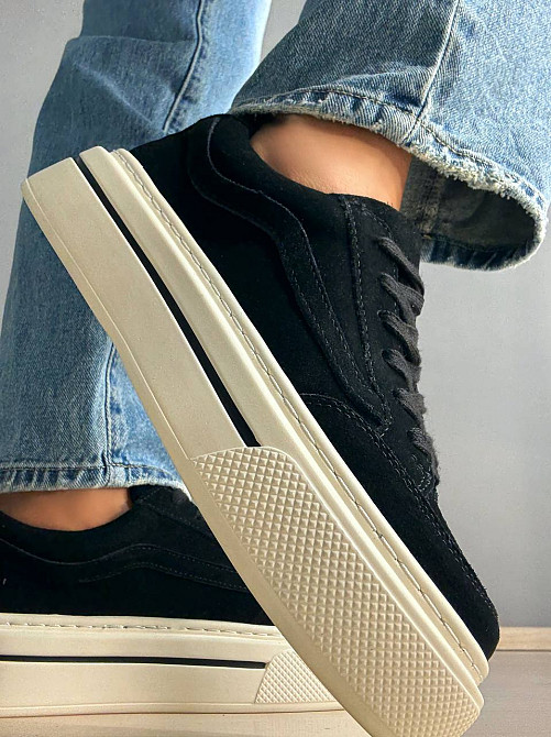 Кеди жіночі Hengji 707-6 замшеві на високій платформі чорні, 36, 23,5 см Київ - фото 1