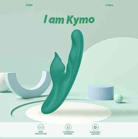 Вибратор с клиторальным отростком Chisa Kissen Kym с фрикциями и функцией подогрева, зеленый Sex Aura Киев