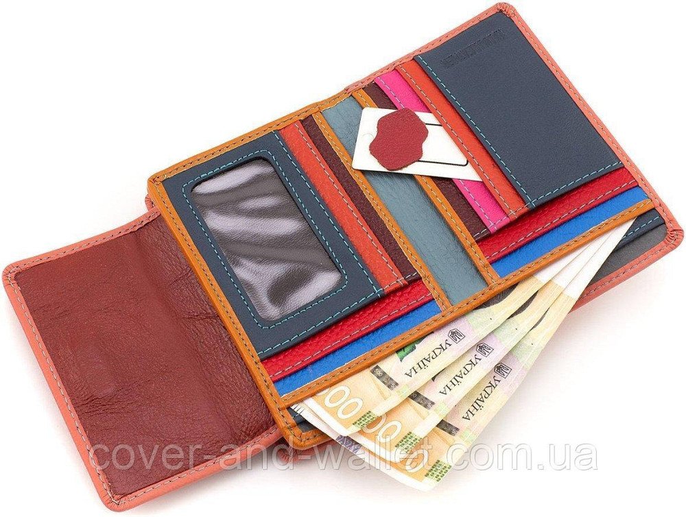 Розовый женский кошелек из натуральной кожи среднего размера с монетницей ST Leather Киев - изображение 5