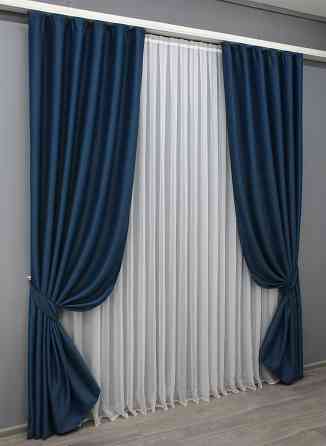Комплект готових штор VR-Textil Bagema Rvs № 1474ш Синій 100х270 см 2 шт (31-0054) Київ