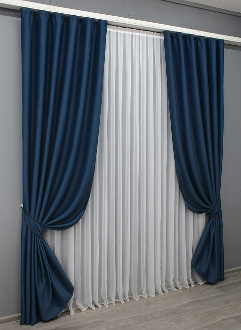 Комплект готовых штор VR-Textil Bagema Rvs № 1474ш Синий 100х270 см 2 шт (31-0054) Киев - изображение 3