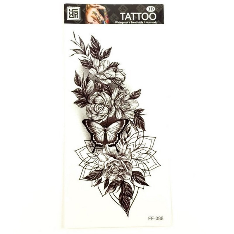 Временная тату «Цветы» FF-088 размер 19 х 9 см Винница - изображение 1