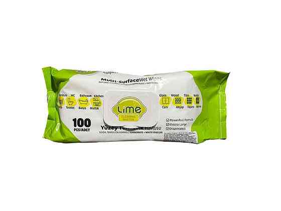 Серветки вологі для прибирання 100шт 22х22см ТМ LIME Київ