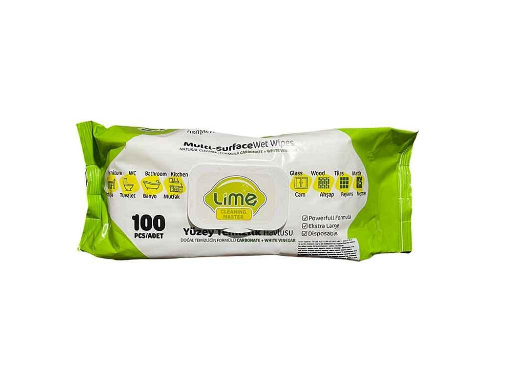Серветки вологі для прибирання 100шт 22х22см ТМ LIME Київ - фото 1