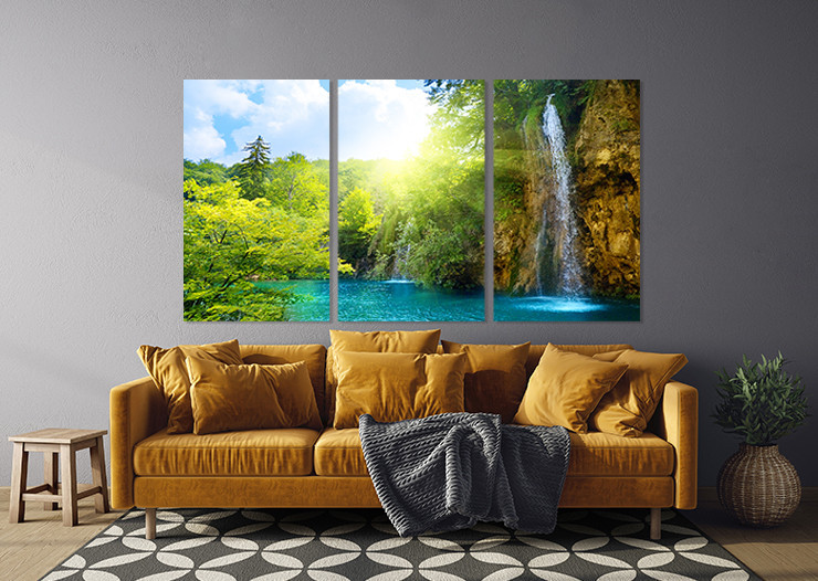 Модульная картина в гостиную / спальню  Водоспад     ART-287_3A 100х150 см Киев - изображение 3