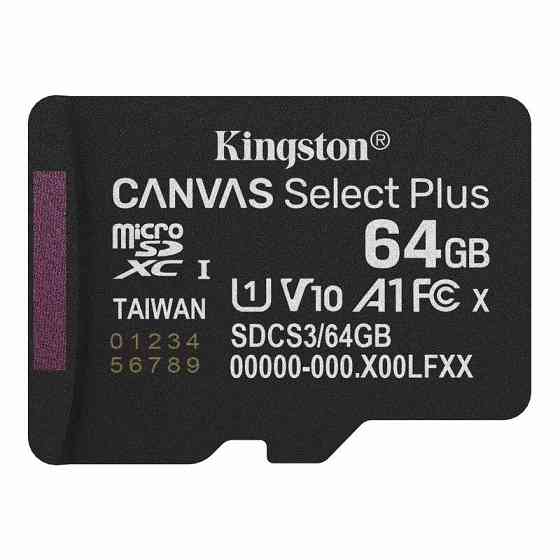 Карта памяти microSDXC (UHS-1) Kingston Canvas Select Plus Gen3 64Gb Class 10 А1 (R-100MB/s) Киев