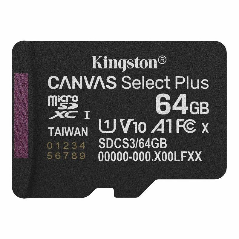 Карта памяти microSDXC (UHS-1) Kingston Canvas Select Plus Gen3 64Gb Class 10 А1 (R-100MB/s) Киев - изображение 1