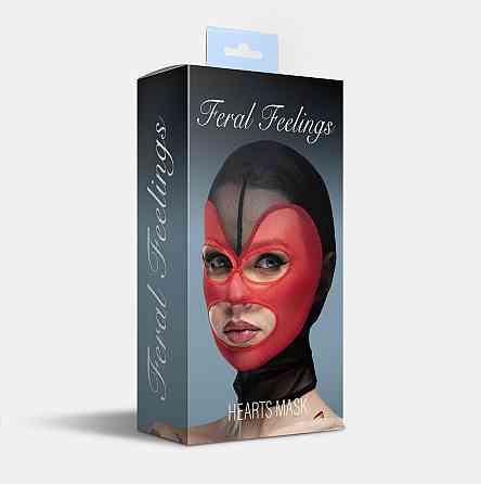 Маска серце сітка з відкритим ротом та очима Feral Feelings - Hearts Mask Black/Red Sex Aura Київ