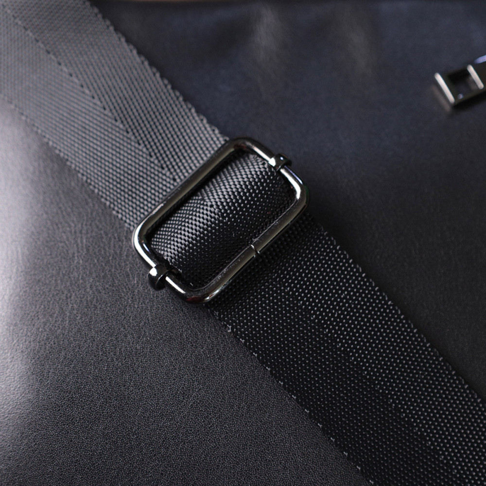 Класична чоловіча сумка месенджер із глянсової натуральної шкіри Чорна (SHVIGEL) Київ - фото 3