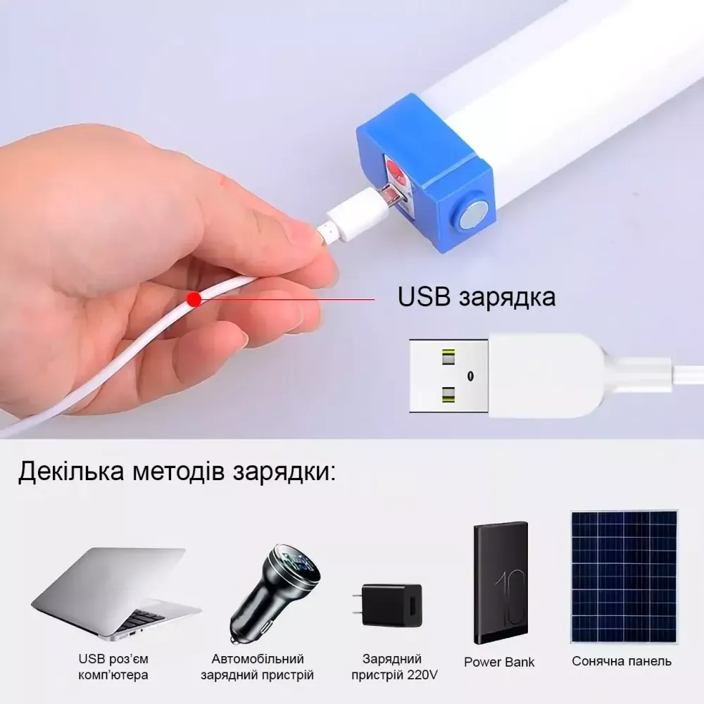 Акумуляторна діодна лампа micro USB 52см T550 Одеса - фото 2