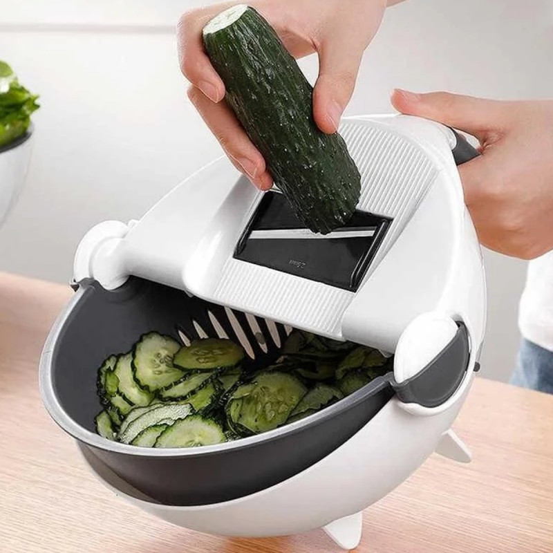 Многофункциональная овощерезка с дуршлагом Basket Vegetable Cutter 7 в 1: 7 лезвий, корзина для промывки, ручная Одесса - изображение 3