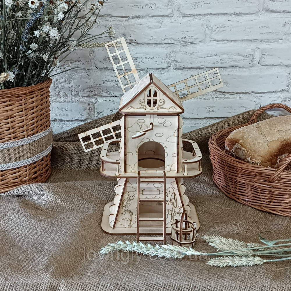 Млин з натурального дерева - декоративний  для інтер'єру пекарні, хлібного магазину, кав'ярні Ірпінь - фото 13