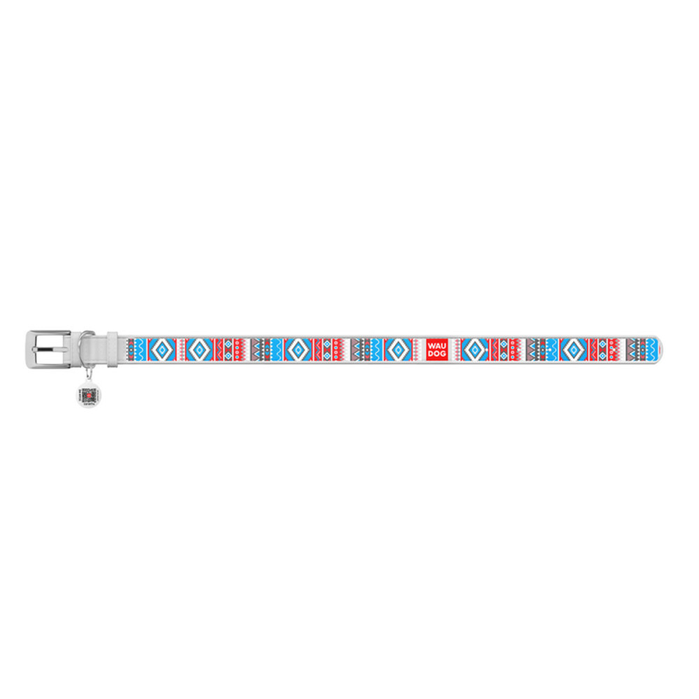 Нашийник для собак шкіряний WAUDOG Design з QR паспортом, малюнок "Етно", L, Ш 25 мм, Дов 38-49 см білий Київ - фото 2