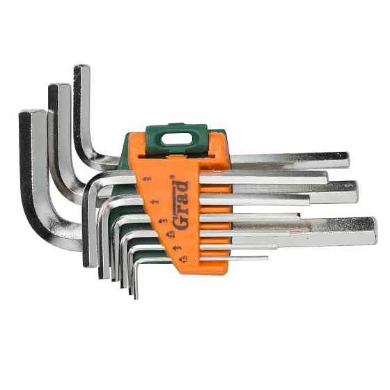 Ключи шестигранные 9шт 1.5-10мм CrV (короткие) GRAD (4022075) Киев
