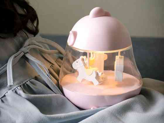 Музыкальный ночник аккумуляторный Цыпленок Карусель (Розовый) Винница