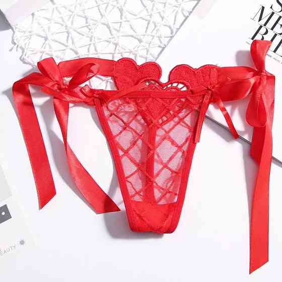 Еротичні трусики червоні - розмір універсальний, на зав'язках Київ
