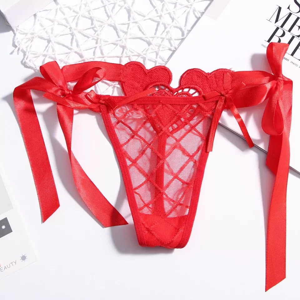 Еротичні трусики червоні - розмір універсальний, на зав'язках Київ - фото 1