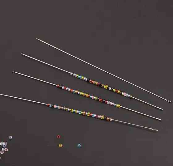 Голки для бісеру тонкі 0.45×120 мм, набір 10 шт, гнучкі металеві голки для рукоділля Київ