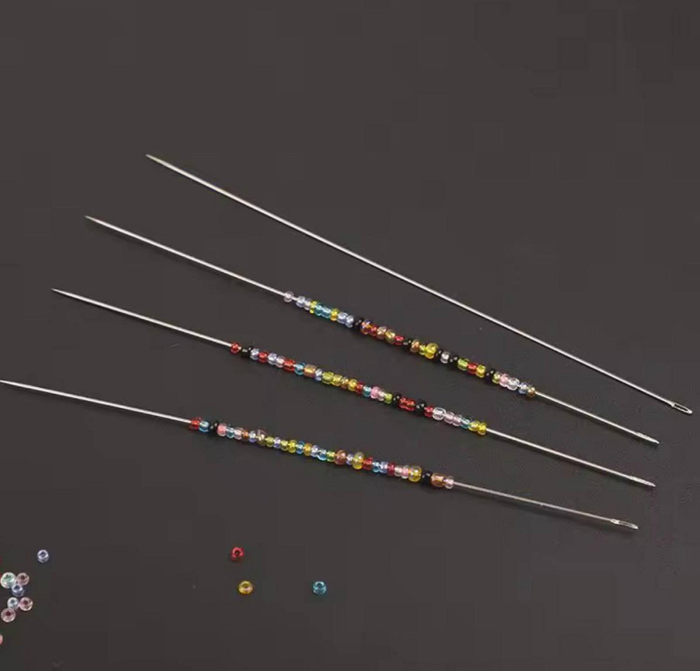Иглы для бисера тонкие 0.45×120 мм, набор 10 шт, гибкие металлические иглы для рукоделия Киев - изображение 1