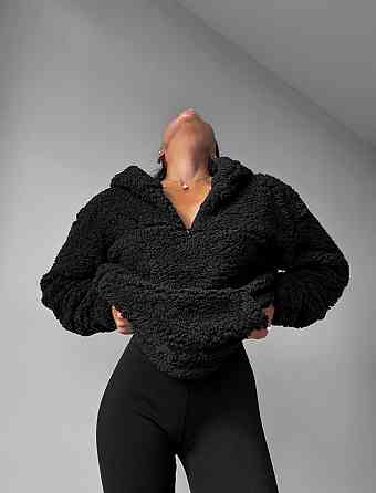 Стильный женский теплый костюм двойка Тедды,рубчик плотный с начесом Черный, 46/48 Одесса