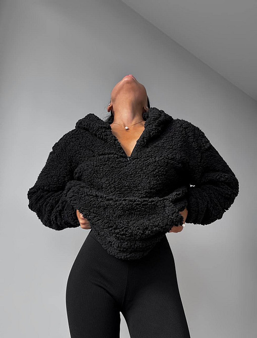 Стильный женский теплый костюм двойка Тедды,рубчик плотный с начесом Черный, 46/48 Одесса - изображение 1