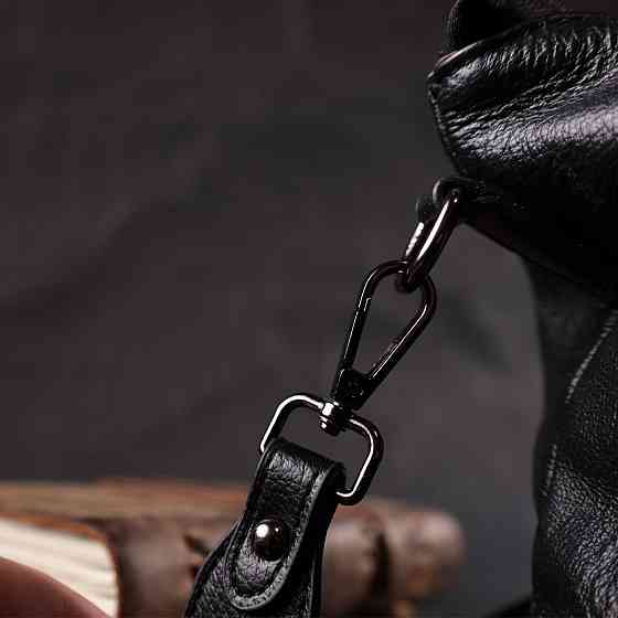 Повсякденна шкіряна сумка з двома знімними ременями Vintage 22379 Чорна Київ