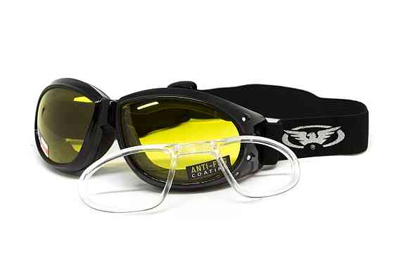 Окуляри захисні з ущільнювачем Global Vision Eliminator RX (yellow) Anti-Fog, жовті з діоптричною вставкою Запоріжжя