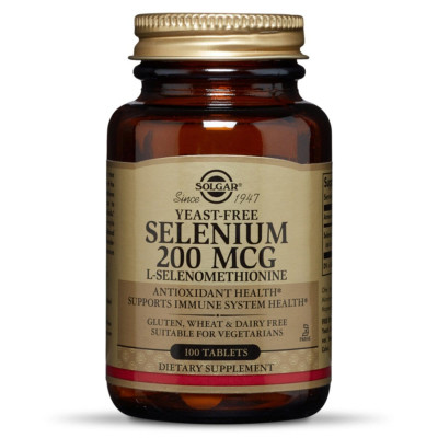 Мінерали Solgar Селен, (селенометіонін), Selenium, Yeast-Free, 200 мкг, 100 (SOL02557) Вінниця - фото 1
