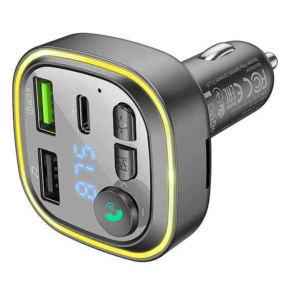 Автомобільний зарядний пристрій з FM-модулятором BOROFONE BC48 Broad QC3.0 car Bluetooth, FM transmitter, колір чорний BC48B Одеса