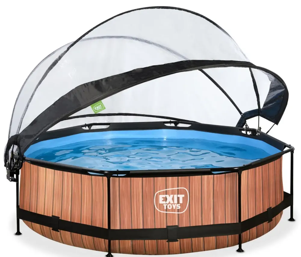 Бассейн EXIT круглый с куполом 300 х 76 см в цвете Wood Київ - фото 1