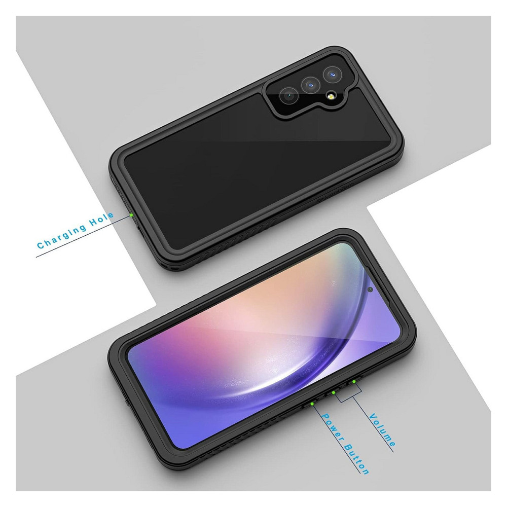 Чохол захисний накладка для Samsung Galaxy A54 Lanhiem водонепроникний IP68 з захистом екрану TPU пластик чорний/прозорий Київ - фото 2