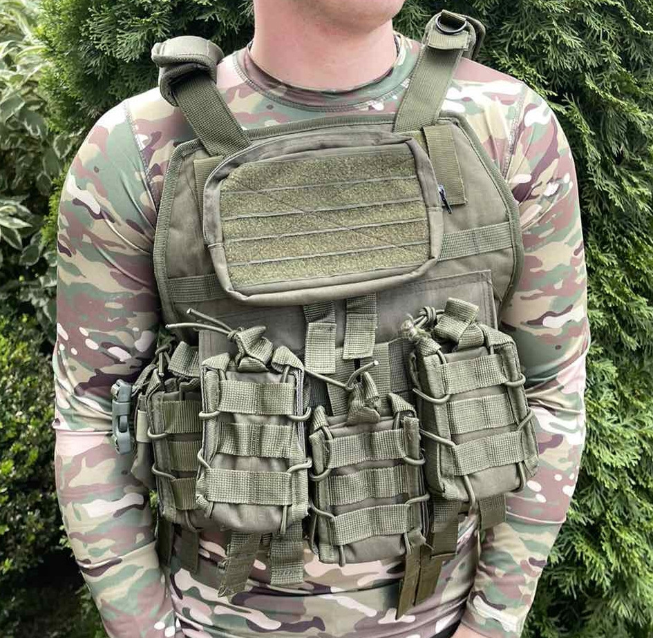 Плитоноска с подсумками Кордура 1000D + 4 кармана для магазинов (без плит) Оливковый Винница - изображение 1