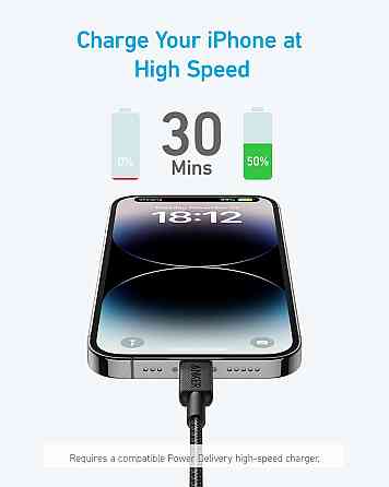 Кабель Anker 322 USB-C to Lightning - 1.8m Nylon Black (7030799) Киев