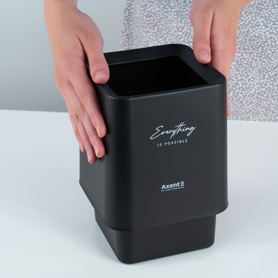 Кошик для паперів Axent Настільний контейнер для сміття, квадратний, чорний (2132-01-A) Вінниця - фото 5